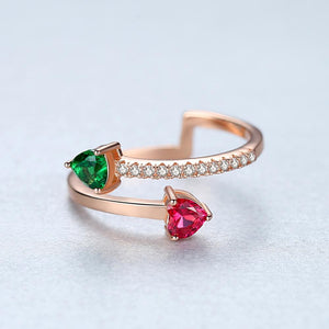 Gold plated 92.5 Sterling Silver Ruby Emerald Ring - Enumu