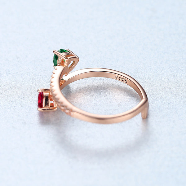 Gold plated 92.5 Sterling Silver Ruby Emerald Ring - Enumu
