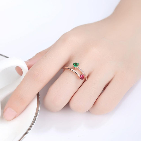 Gold plated 92.5 Sterling Silver Ruby Emerald Ring - Enumu
