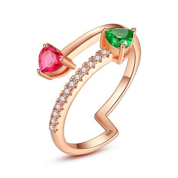 Gold plated 92.5 Sterling Silver Ruby Emerald Ring - Enumu