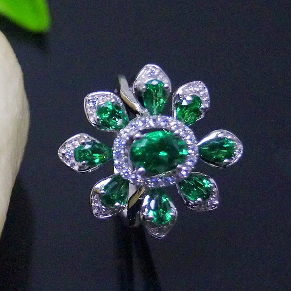 Sterling Silver 92.5 Emerald Ring - Enumu