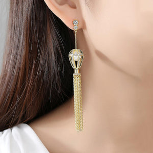 YGP Bird Cage Pearl Long Dangle Earrings - Enumu