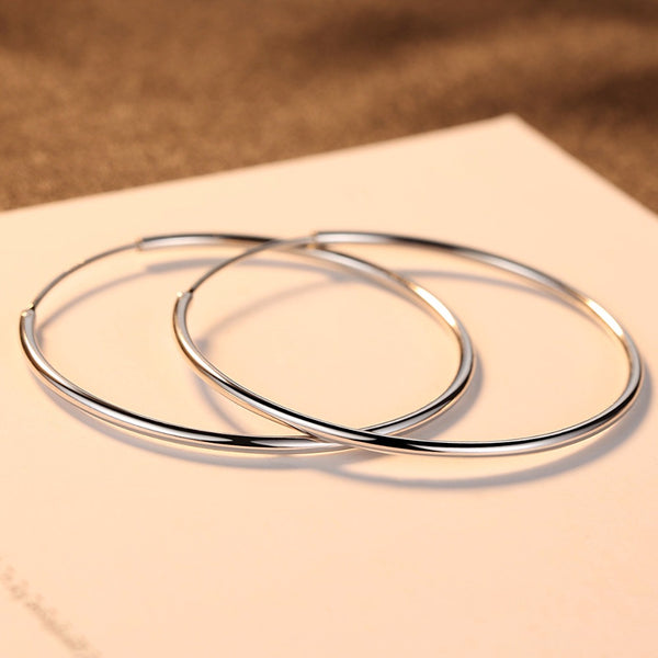 Pure 92.5 Sterling Silver Huge Hoops - Enumu