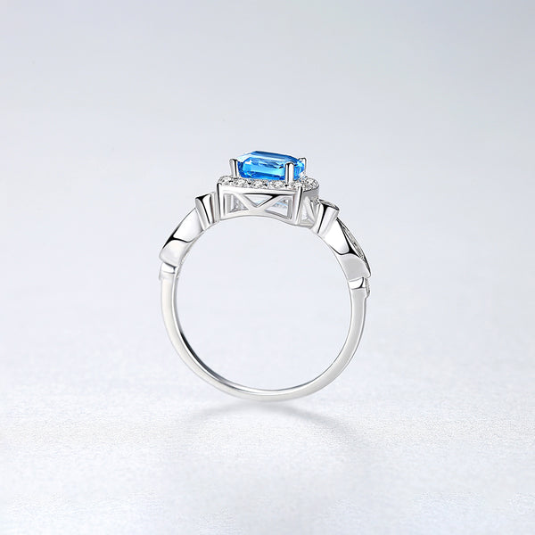 Pure 92.5 Sterling Silver Blue Topaz Ring - Enumu