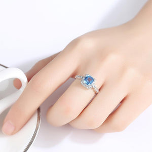 Pure 92.5 Sterling Silver Blue Topaz Ring - Enumu