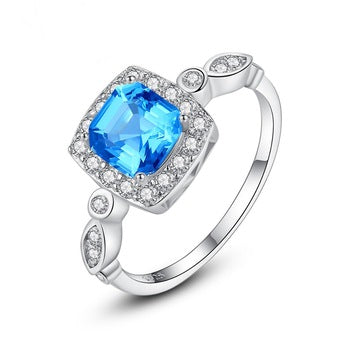 Pure 92.5 Sterling Silver Blue Topaz Ring - Enumu