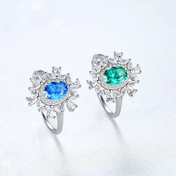 Pure 92.5 Sterling Silver Blue Topaz & CZ Ring - Enumu