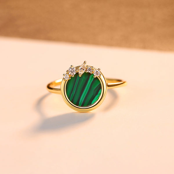YGP Pure 92.5 Sterling Silver Malachite Ring - Enumu