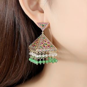 Multi Color Big Tassel Jhumkas / Jhumkis - Enumu