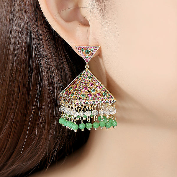 Multi Color Big Tassel Jhumkas / Jhumkis - Enumu