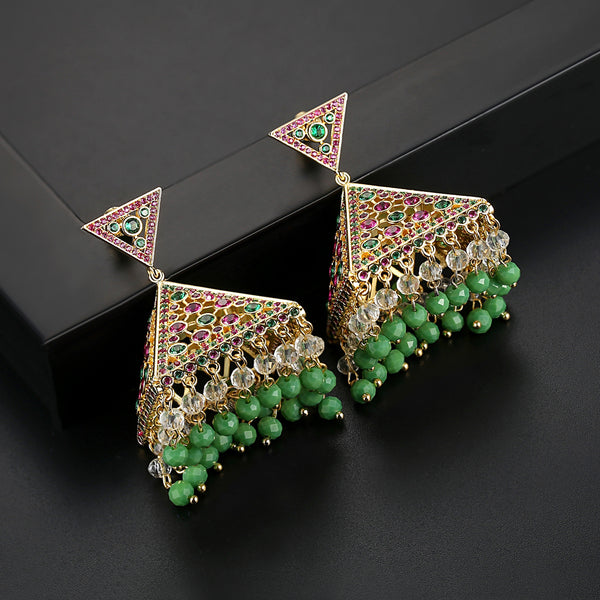 Multi Color Big Tassel Jhumkas / Jhumkis - Enumu