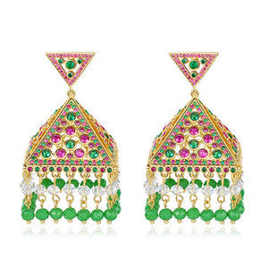 Multi Color Big Tassel Jhumkas / Jhumkis - Enumu