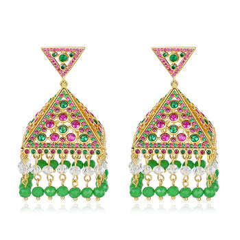 Multi Color Big Tassel Jhumkas / Jhumkis - Enumu