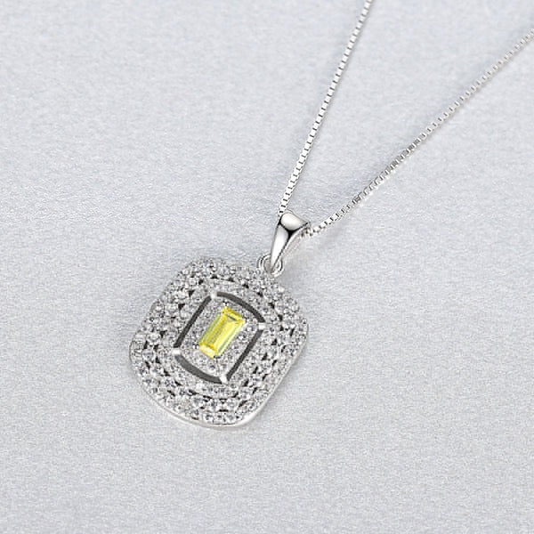 Pure 92.5 Sterling Silver Citrine Pendant with Chain - Enumu
