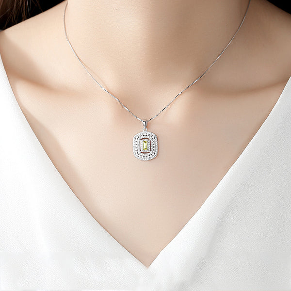 Pure 92.5 Sterling Silver Citrine Pendant with Chain - Enumu