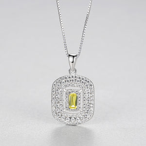 Pure 92.5 Sterling Silver Citrine Pendant with Chain - Enumu