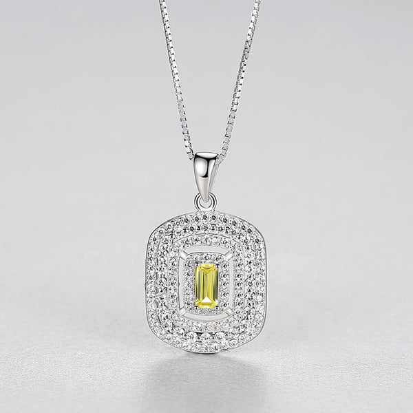 Pure 92.5 Sterling Silver Citrine Pendant with Chain - Enumu