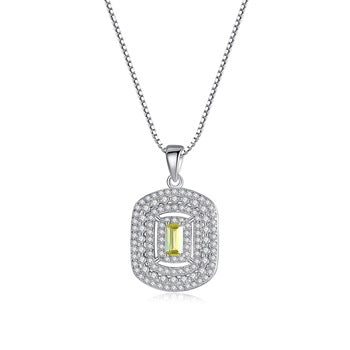 Pure 92.5 Sterling Silver Citrine Pendant with Chain - Enumu