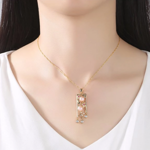 Sterling Silver Gold plated Natural Pearl Pendant with Chain - Enumu