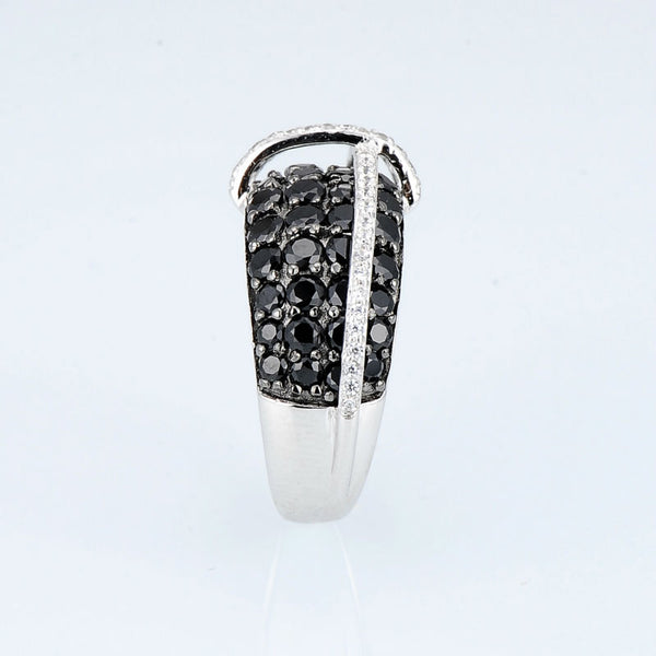 Sterling Silver Black Sapphire & CZ Ring - Enumu