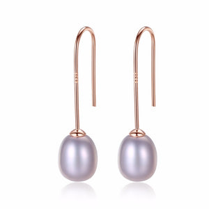 Pure 92.5 Sterling Silver Natural Pearl Dangle Earrings - Enumu