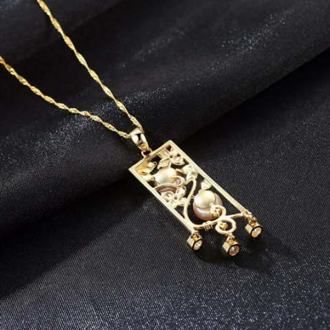 Sterling Silver Gold plated Natural Pearl Pendant with Chain - Enumu