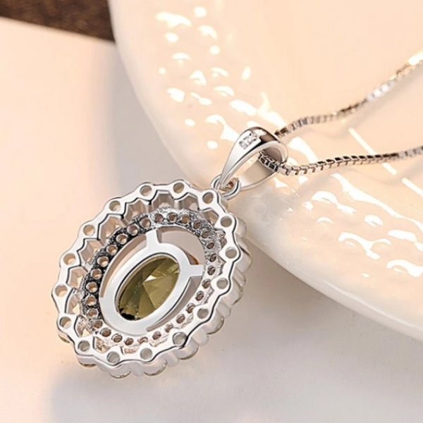 Sterling Silver Peridot Pendant with Chain - Enumu