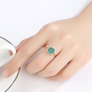 YGP Pure 92.5 Sterling Silver Malachite Ring - Enumu