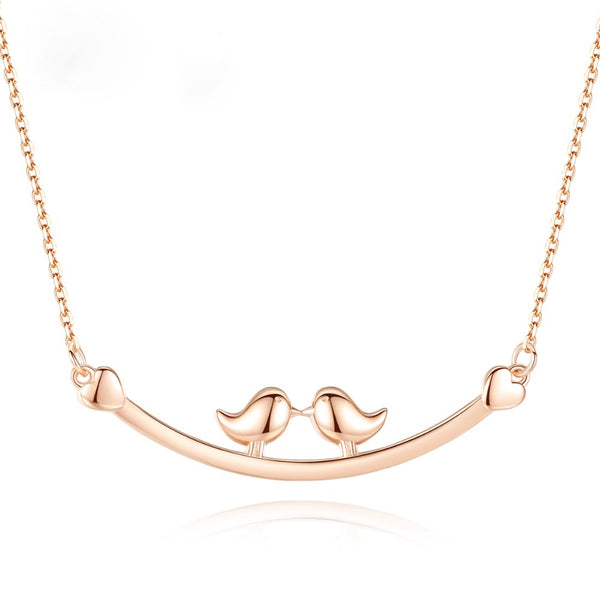 Sterling Silver Birds in Love Pendant with Chain - Enumu