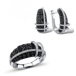 Sterling Silver Black Sapphire & CZ set - Enumu