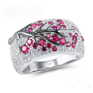 Sterling Silver Ruby and CZ Ring - Enumu