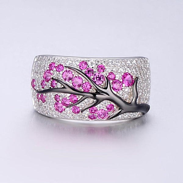 Sterling Silver Ruby and CZ Ring - Enumu
