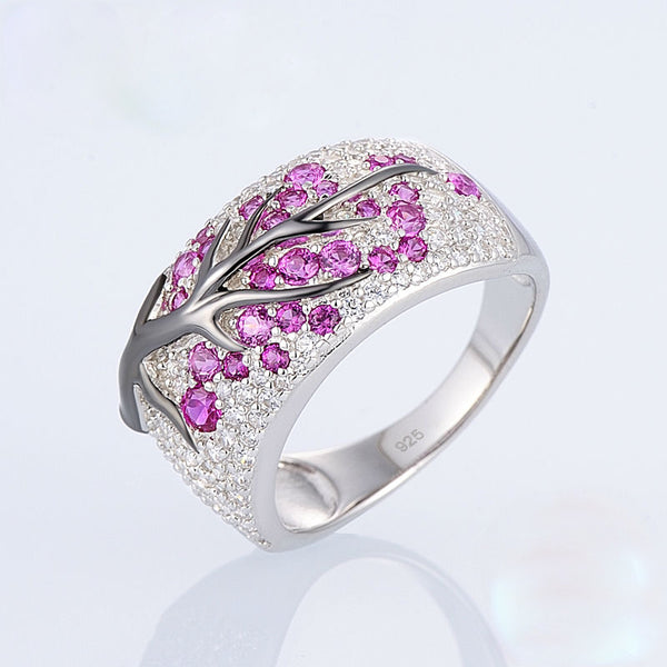 Sterling Silver Ruby and CZ Ring - Enumu
