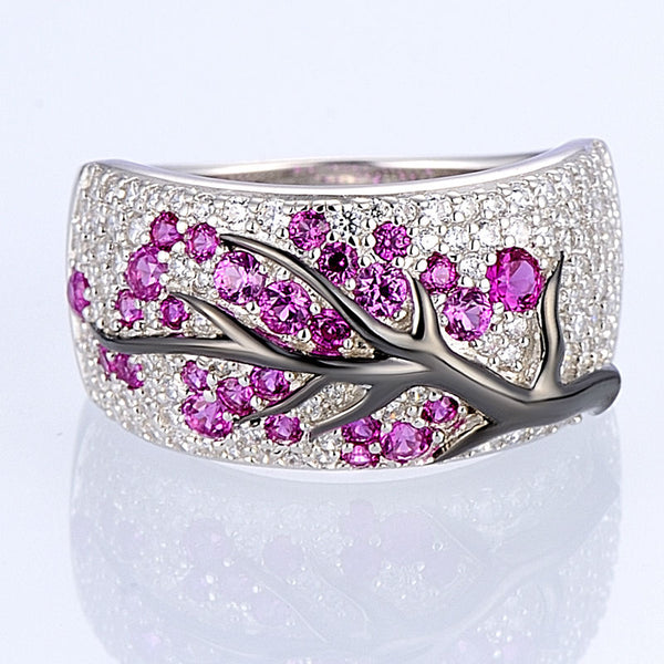 Sterling Silver Ruby and CZ Ring - Enumu