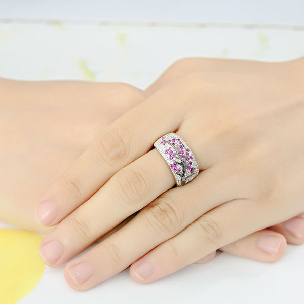 Sterling Silver Ruby and CZ Ring - Enumu