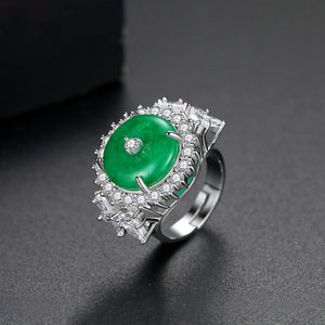 Jade Zircon Finger Adjustable/ Resizable Ring - Enumu