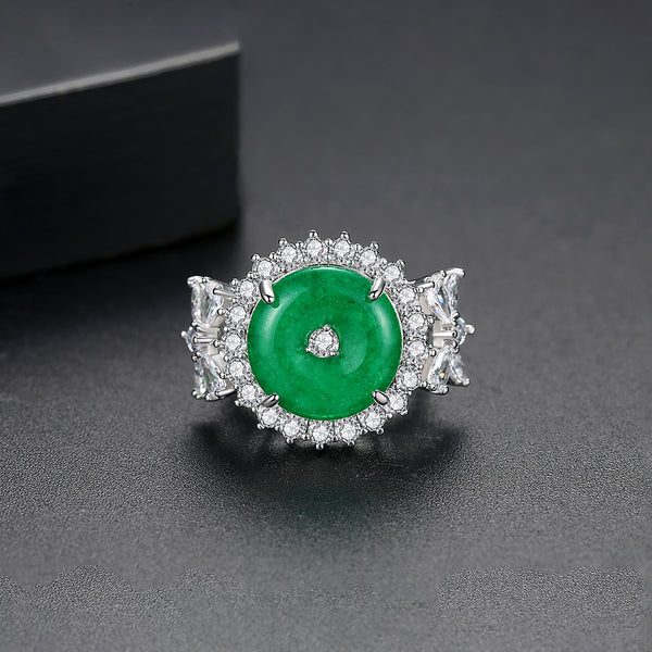 Jade Zircon Finger Adjustable/ Resizable Ring - Enumu