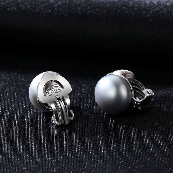 Sterling Silver Clip-on 18K Gold plated Gray Natural Pearl Studs - Enumu