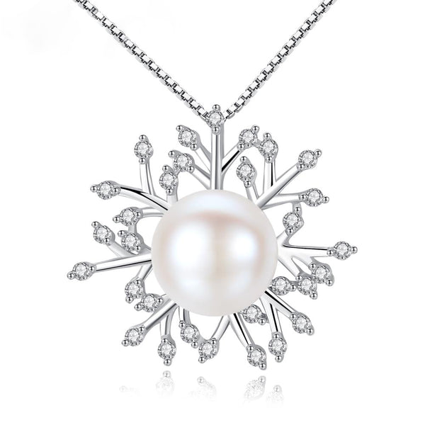 Sterling Silver Pearl Pendant with Chain - Enumu