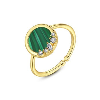 YGP Pure 92.5 Sterling Silver Malachite Ring - Enumu