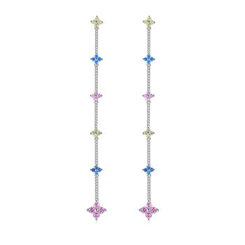 Multi Color Stone Long Dangle Earrings - Enumu