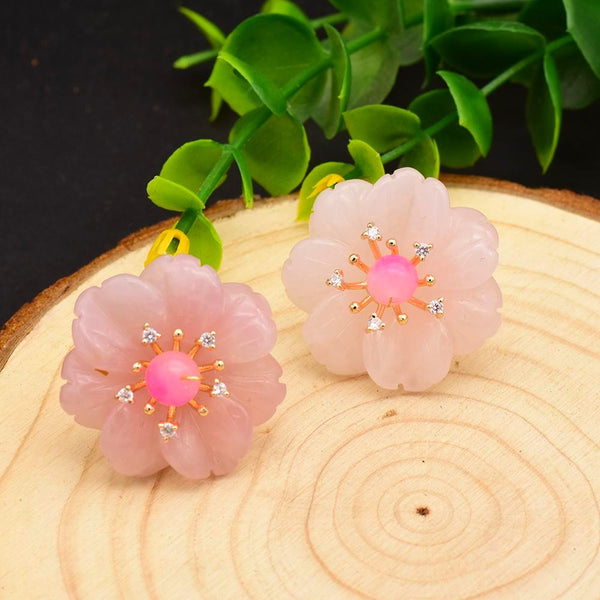 Natural Rose Quartz CZ Sterling Silver Studs/ Earrings - Enumu