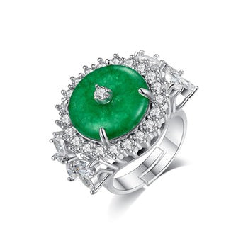 Jade Zircon Finger Adjustable/ Resizable Ring - Enumu
