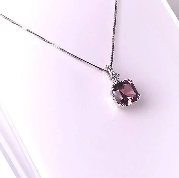 Sterling Silver Smoky Quartz Pendant with Chain - Enumu