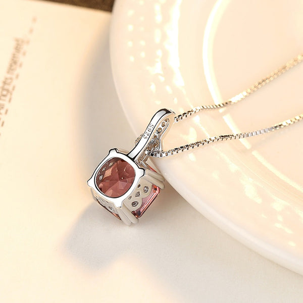 Sterling Silver Smoky Quartz Pendant with Chain - Enumu