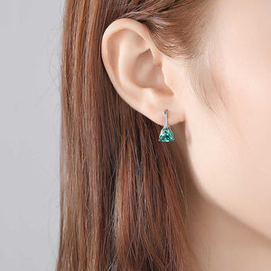 Sterling Silver Emerald Hoops - Enumu