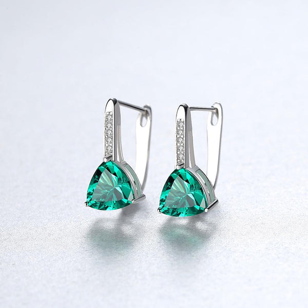 Sterling Silver Emerald Hoops - Enumu