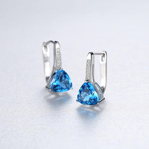 Sterling Silver Blue Topaz Hoops - Enumu