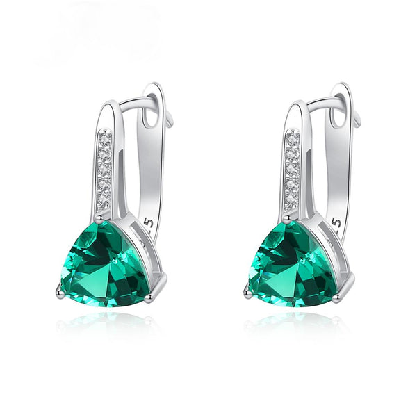 Sterling Silver Emerald Hoops - Enumu