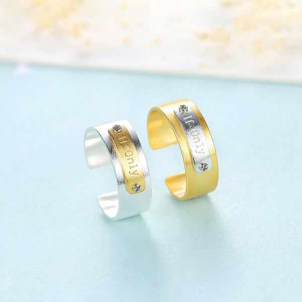 Sterling Silver Adjustable White on Yellow Wedding Band - Enumu